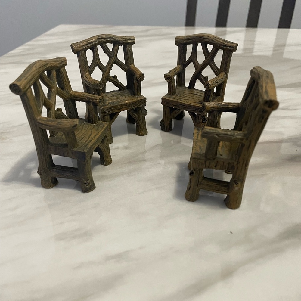 Hand crafted fairy garden chairs